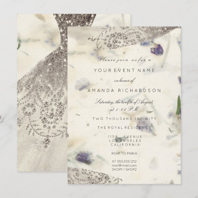 Invitación Dulce blanco 16 Vestido de novia Petela floral de  (Anverso / Reverso)