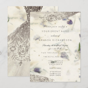 Invitación Dulce blanco 16 Vestido de novia Petela floral de 