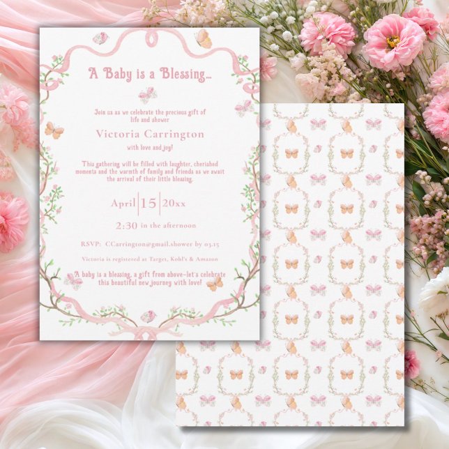 Invitación Dulce Blossom Watercolor Elegante Baby Shower (Subido por el creador)