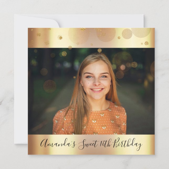 Invitación Dulce Boda del partido de cumpleaños 16, Gold Conf (Reverso)