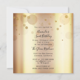 Invitación Dulce Boda del partido de cumpleaños 16, Gold Conf