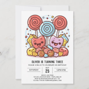 Invitación Dulce Bohemian Lollipop Cumpleaños