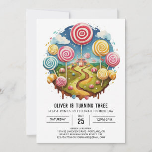 Invitación Dulce Bohemian Lollipop Cumpleaños