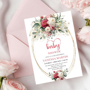 Invitación Dulce Bohemio Burgundy Verde Blanco Baby Shower