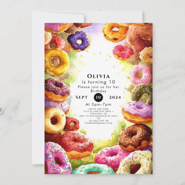 Invitación Dulce Boho Donut Cumpleaños (Anverso)