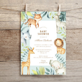 Invitación Dulce boho safari animales sage niño ducha bebé