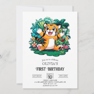 Invitación Dulce Bonito Tigre 1er cumpleaños Digital