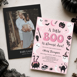 Invitación Dulce Boo Baby Shower de Halloween Rosa