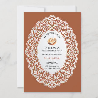 Invitación Dulce borde de encaje Cinnamon Roll Baby Shower