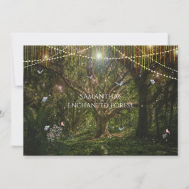 Invitación Dulce bosque encantado de flores y mariposas de 16