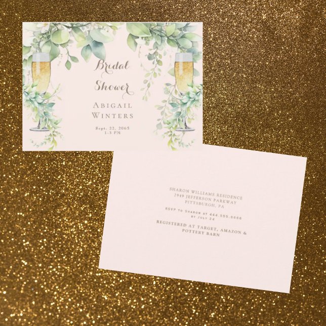 Invitación Dulce botánico champagne Rubor Bridal Shower (Subido por el creador)