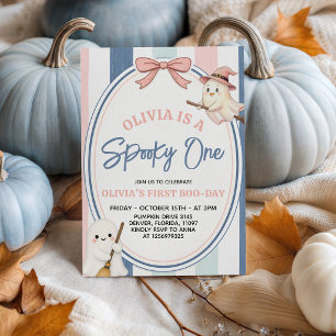 Invitación Dulce Bruja Fantasma de Cumpleaños con Primer Boo