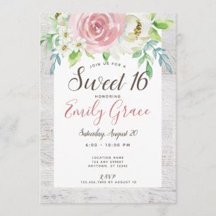 Invitación Dulce bucal de madera rústica 16 cumpleaños