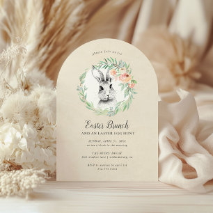 Invitación Dulce Bunny Floral Wreath Easter Brunch Fiesta