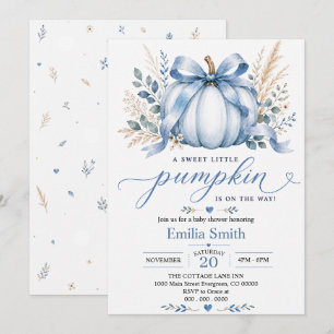 Invitación Dulce Calabacita Azul Boho Otoño Baby Shower