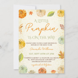 Invitación Dulce Calabacita Otoño Neutral Baby Shower 