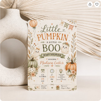 Invitación Dulce Calabacita, Pequeño Boo Baby Shower de Hallo