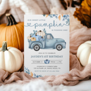 Invitación Dulce Calabaza Azul Aniversario de Otoño