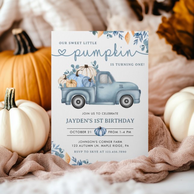 Invitación Dulce Calabaza Azul Aniversario de Otoño (Subido por el creador)