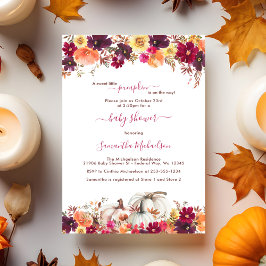 Invitación Dulce calabaza Caída Floral Baby Shower