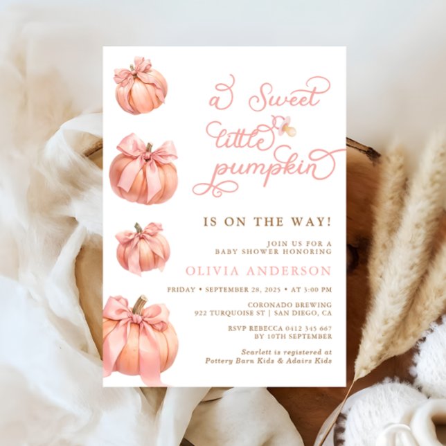 Invitación Dulce calabaza Chica de sopa rosa Baby Shower (Subido por el creador)