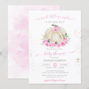 Invitación Dulce calabaza Chica Rosa Rosa Rosa Baby Shower