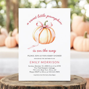 Invitación Dulce calabaza de piel rosa Coquette Baby Shower
