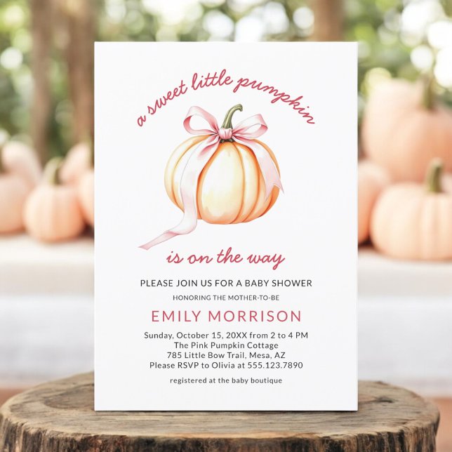 Invitación Dulce calabaza de piel rosa Coquette Baby Shower (Subido por el creador)