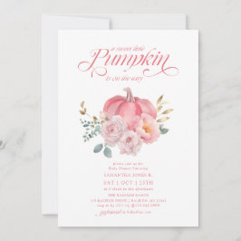 Invitación Dulce Calabaza Pequeña Caída Floral Rosa Baby Show