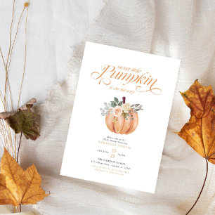 Invitación Dulce Calabaza Pequeña Caída Floral Rosa Baby Show