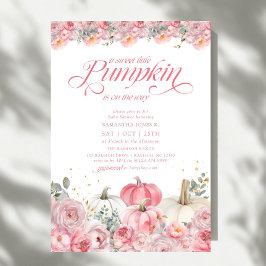 Invitación Dulce Calabaza Pequeña Caída Floral Rosa Baby Show
