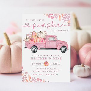 Invitación Dulce calabaza rosa de otoño Baby Shower