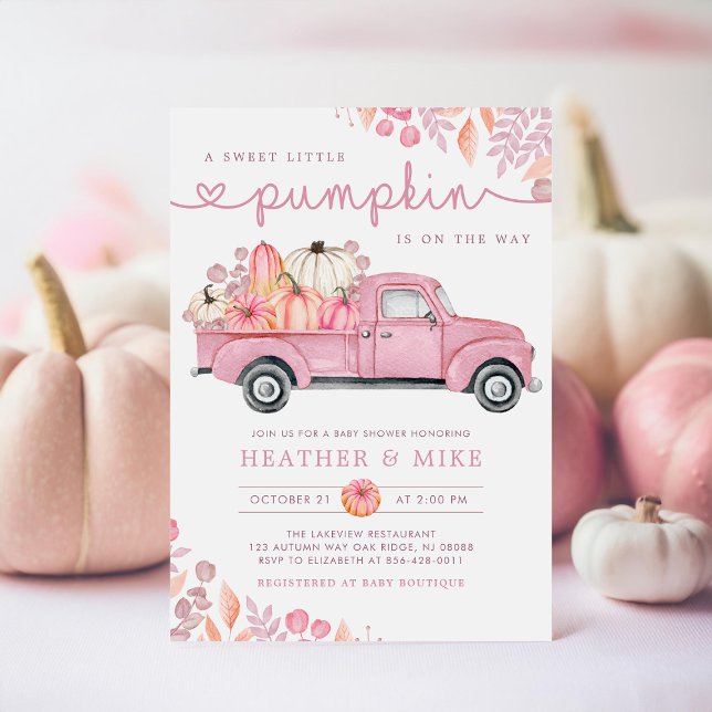 Invitación Dulce calabaza rosa de otoño Baby Shower (Subido por el creador)