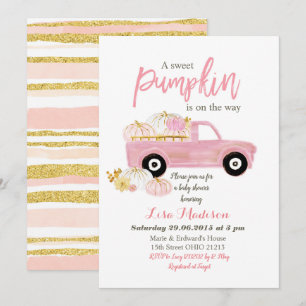 Invitación Dulce Calabaza Rosa está en camino baby shower