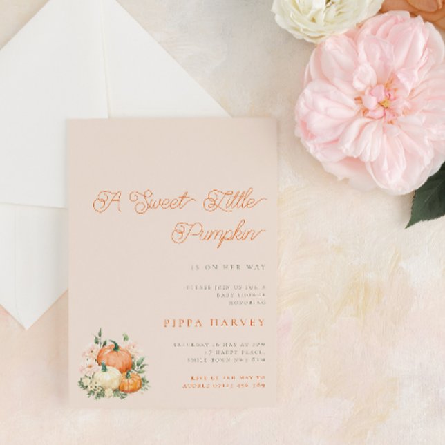 Invitación Dulce calabaza rosa y Naranja Baby Shower (Subido por el creador)