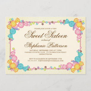 Invitación Dulce Candy Temática Dulce Dieciséis Cumpleaños
