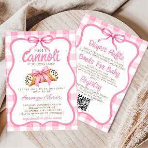 Invitación Dulce Cannoli Todo en Un Lazo Rosa Baby Shower