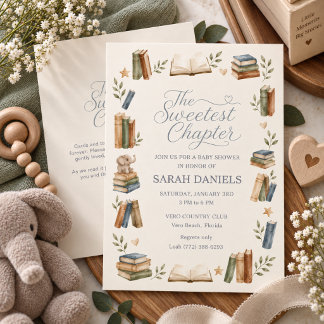 Invitación Dulce Capítulo Fiesta de Bebé con Tema de Libro