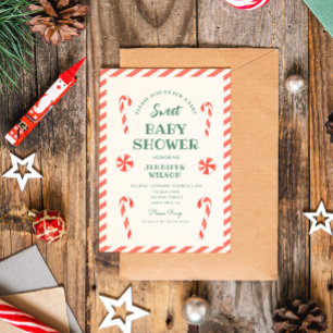 Invitación Dulce Caramelo de Bastón de Navidad Baby Shower