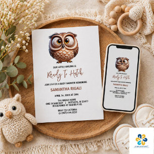 Invitación Dulce Caricatura de Búho Baby Shower para Niño