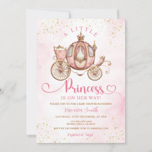 Invitación Dulce Carruaje de Princesa Real Baño de Bebé