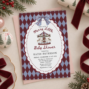 Invitación Dulce carrusel de Navidad con lazo Baby Shower