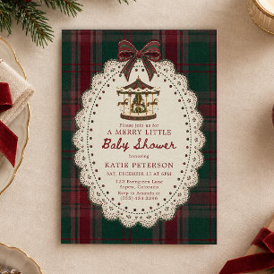 Invitación Dulce carrusel de Navidad con lazo Baby Shower