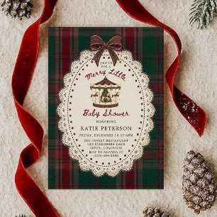 Invitación Dulce carrusel de Navidad con lazo Baby Shower