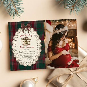 Invitación Dulce carrusel de Navidad con lazo Baby Shower