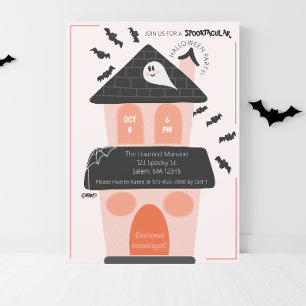 Invitación Dulce casa embrujada fiesta de Halloween para niño