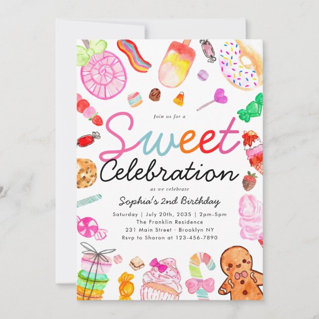 Invitación Dulce celebración Candy Kids Candyland Cumpleaños (Anverso)
