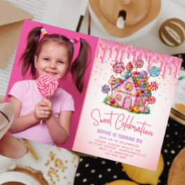 Invitación Dulce Celebración Candyland Foto Niños Cumpleaños