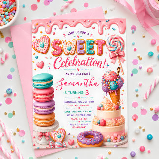 Invitación Dulce Celebración Candyland Girl cumpleaños