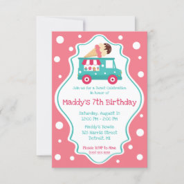 Invitación Dulce Celebración Crema de Hielo Camión Fiesta de 